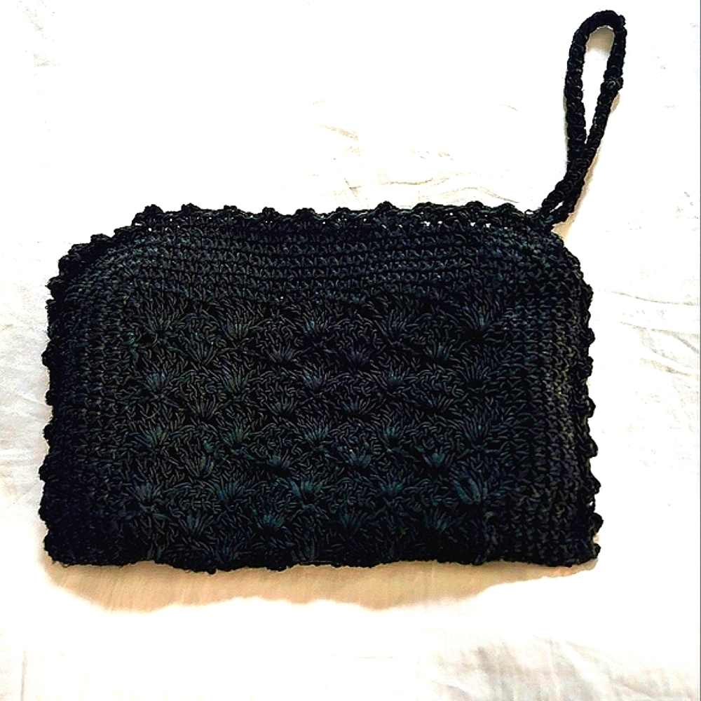 Crochet Black Vintage Wristlet